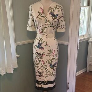Ted Baker London “Everly” Cream Floral Midi Dress